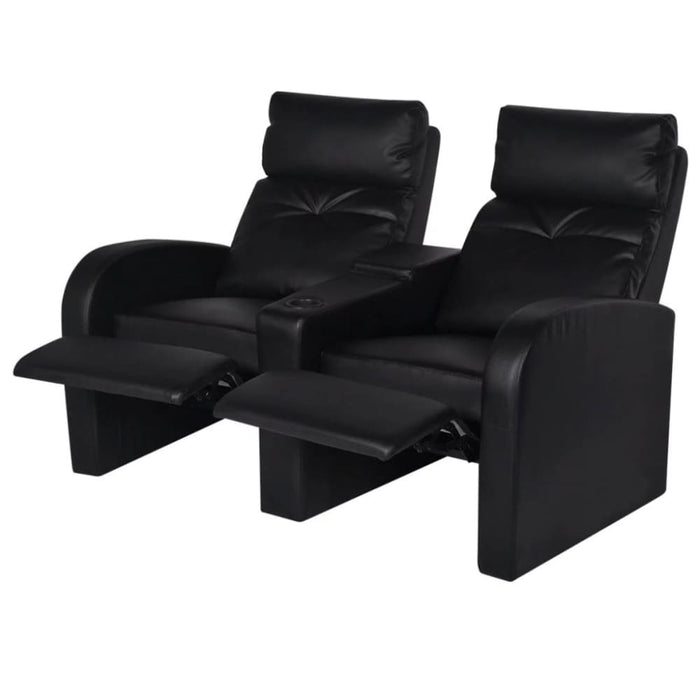 Recliner 2 Seat Artificial Leather Black Gl870