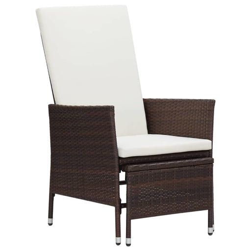 Reclining Garden Chair With Cushions Poly Rattan Brown