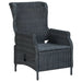 Reclining Garden Chair With Cushions Poly Rattan Dark Grey