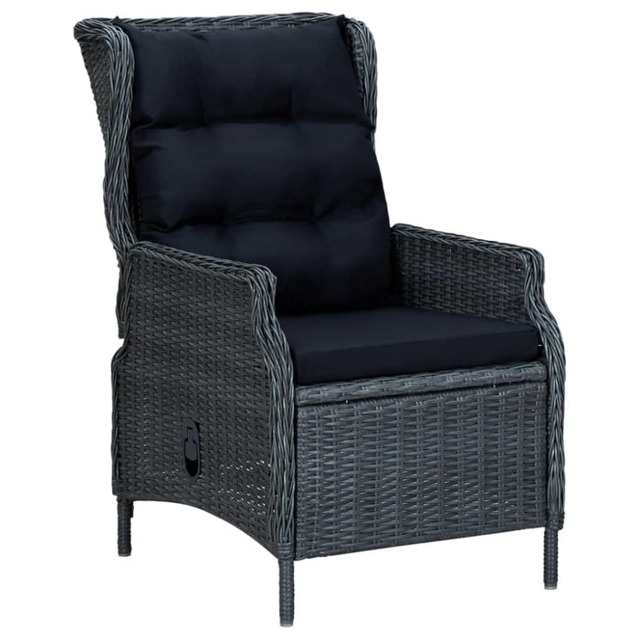 Reclining Garden Chair With Cushions Poly Rattan Dark Grey