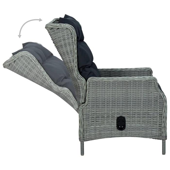 Reclining Garden Chair With Cushions Poly Rattan Light Grey