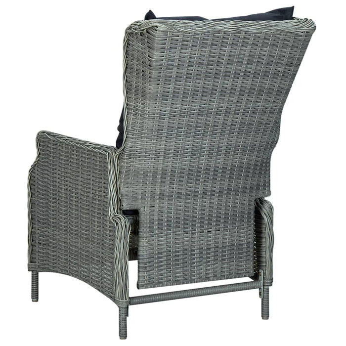 Reclining Garden Chair With Cushions Poly Rattan Light Grey