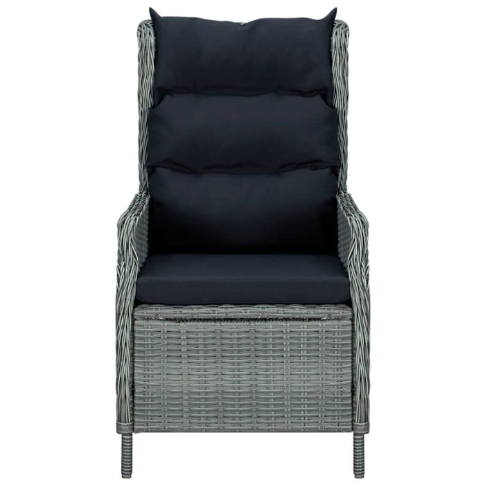 Reclining Garden Chair With Cushions Poly Rattan Light Grey