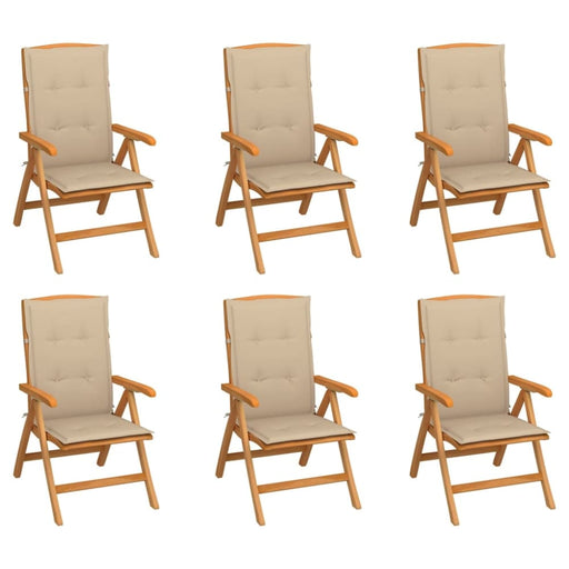 Reclining Garden Chairs With Cushions 6 Pcs Solid Teak Wood