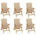 Reclining Garden Chairs With Cushions 6 Pcs Solid Teak Wood