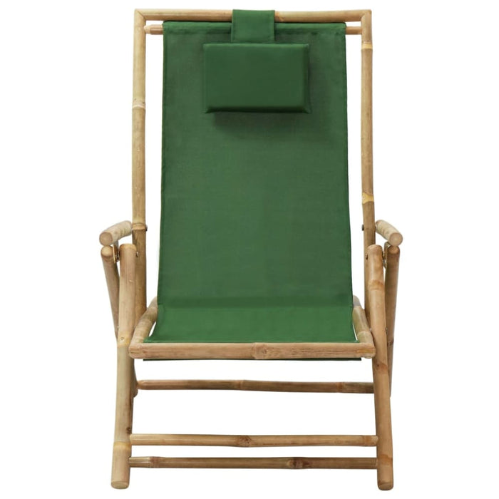 Reclining Relaxing Chair Green Bamboo And Fabric Gl9261