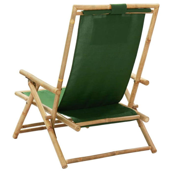 Reclining Relaxing Chair Green Bamboo And Fabric Gl9261