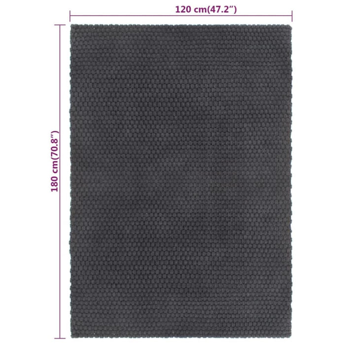 Rug Rectangular Anthracite 120x180 Cm Cotton Tapool