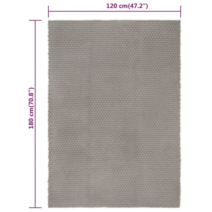 Rug Rectangular Grey 120x180 Cm Cotton Tapoxo