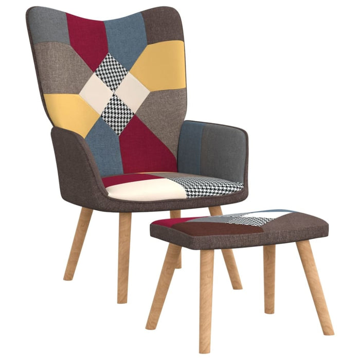 Relaxing Chair With a Stool Patchwork Fabric Txnona