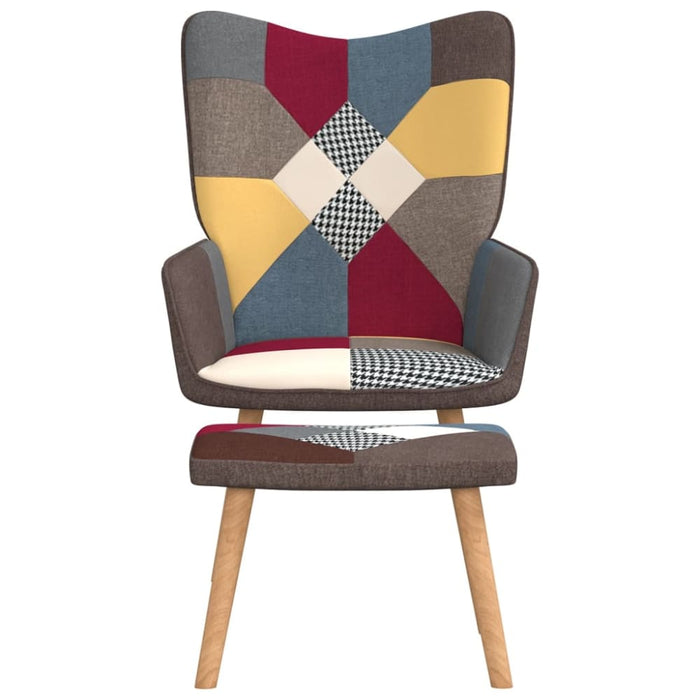 Relaxing Chair With a Stool Patchwork Fabric Txnona