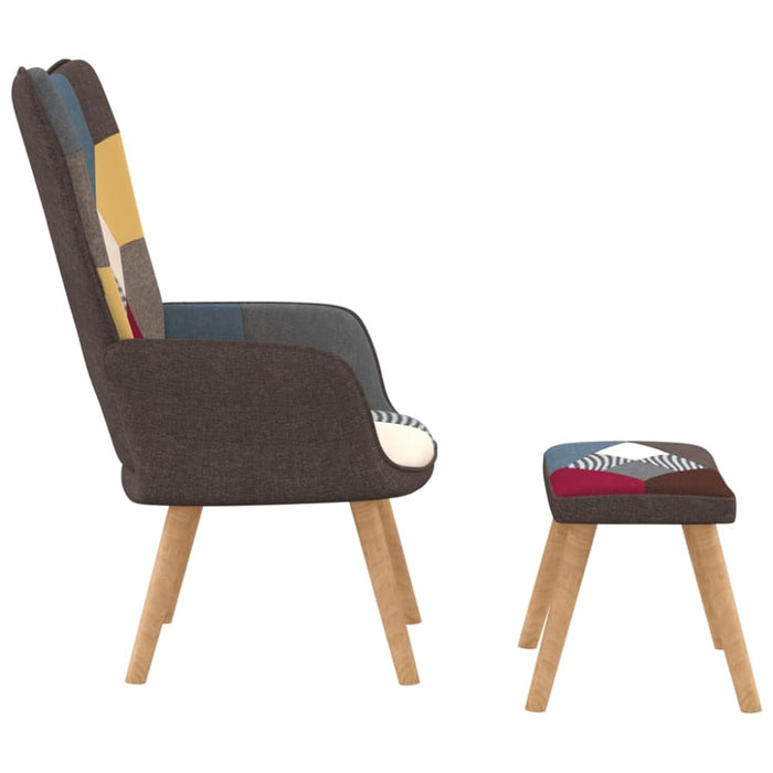 Relaxing Chair With a Stool Patchwork Fabric Txnona