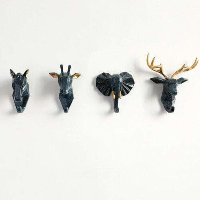 Resin Animals Head Sticker Hook Wall Decorative Hanger