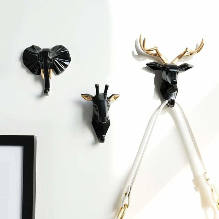 Resin Animals Head Sticker Hook Wall Decorative Hanger