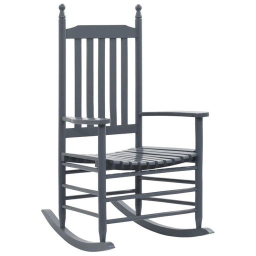 Rocking Chair With Curved Seat Grey Poplar Wood Gl161569