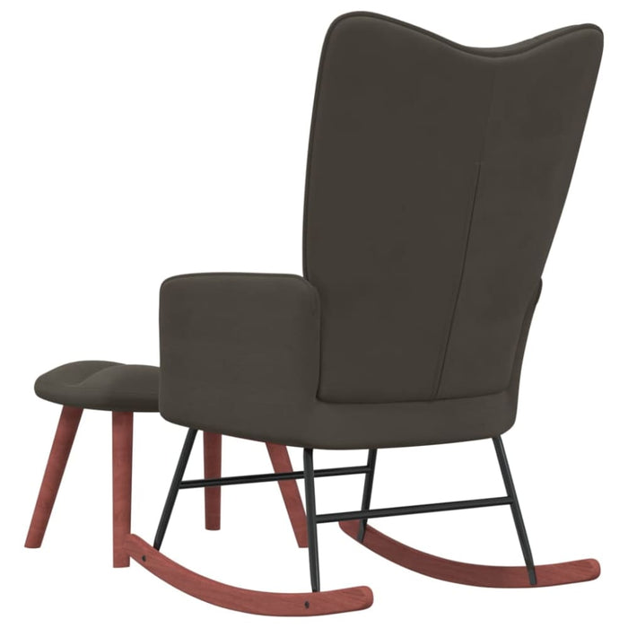 Rocking Chair With a Stool Dark Grey Velvet Txnopo