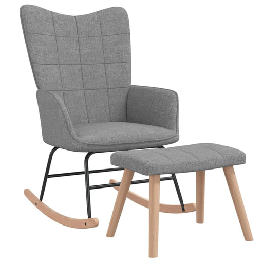 Rocking Chair With a Stool Light Grey Fabric Txnbon