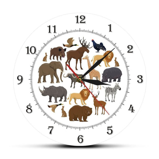 Safari Jungle Animals Decorative Modern Wall Clock African