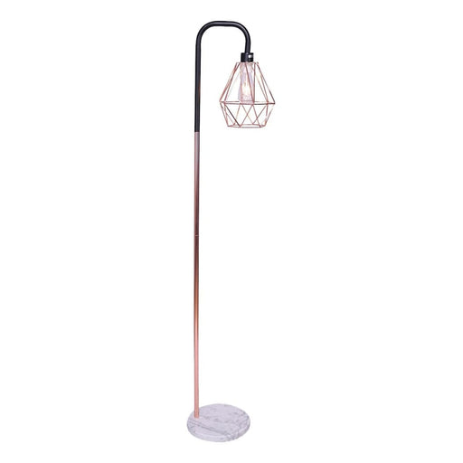 Sarantino Rose Gold Floor Lamp With Geometric Shade