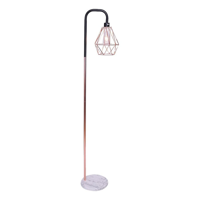 Sarantino Rose Gold Floor Lamp With Geometric Shade