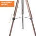 Sarantino Timber Tripod Floor Lamp Adjustable Height Taper