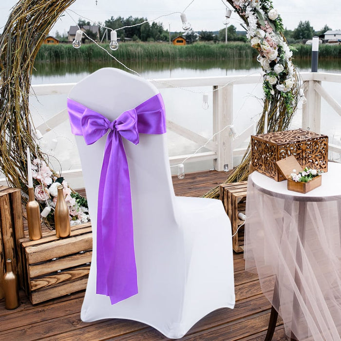 50x Satin Chair Sashes Cloth Cover Wedding Party Event