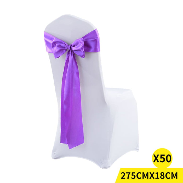 50x Satin Chair Sashes Cloth Cover Wedding Party Event