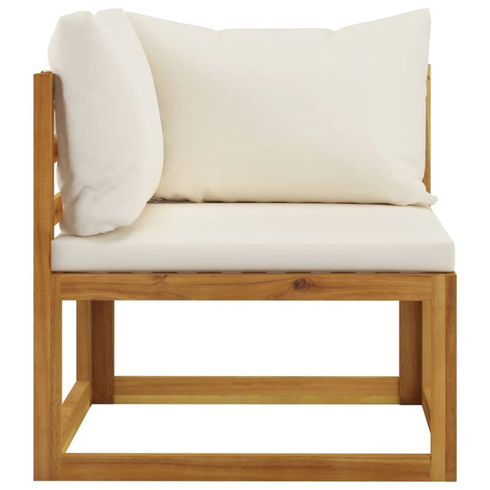 Sectional Corner Sofa & Cream White Cushion Solid Acacia