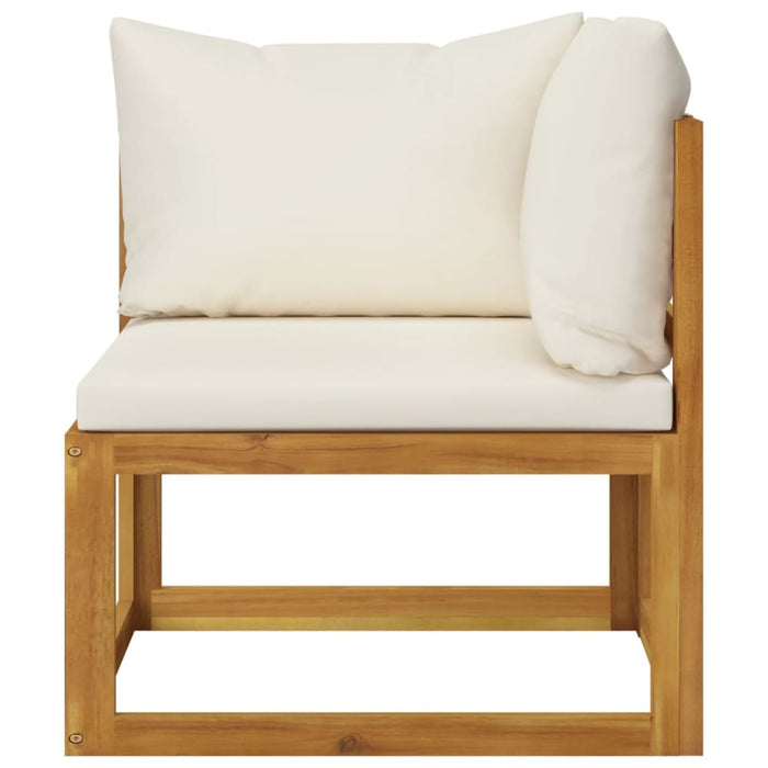 Sectional Corner Sofa & Cream White Cushion Solid Acacia