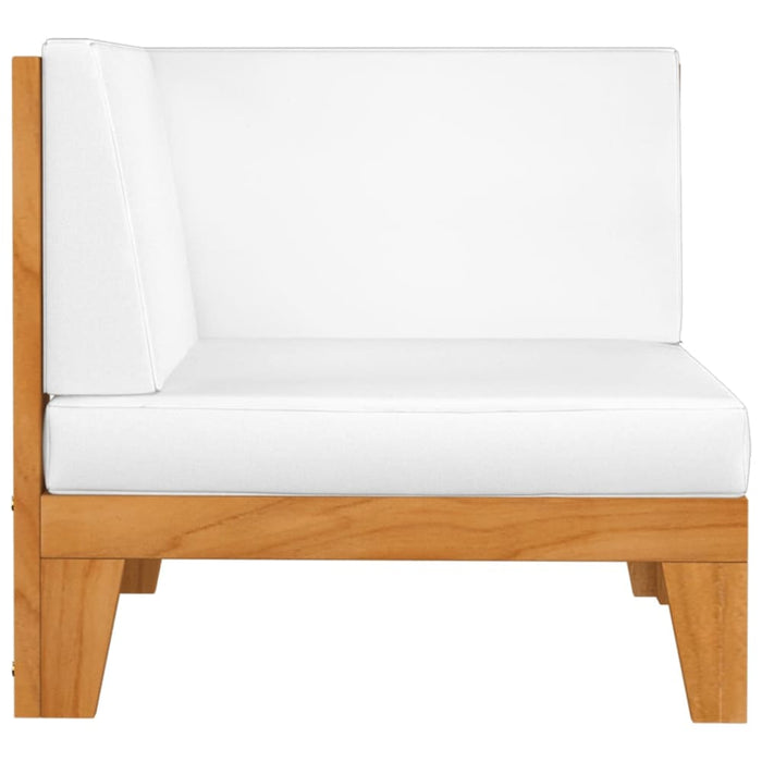 Sectional Corner Sofa & Cream White Cushions Solid Acacia