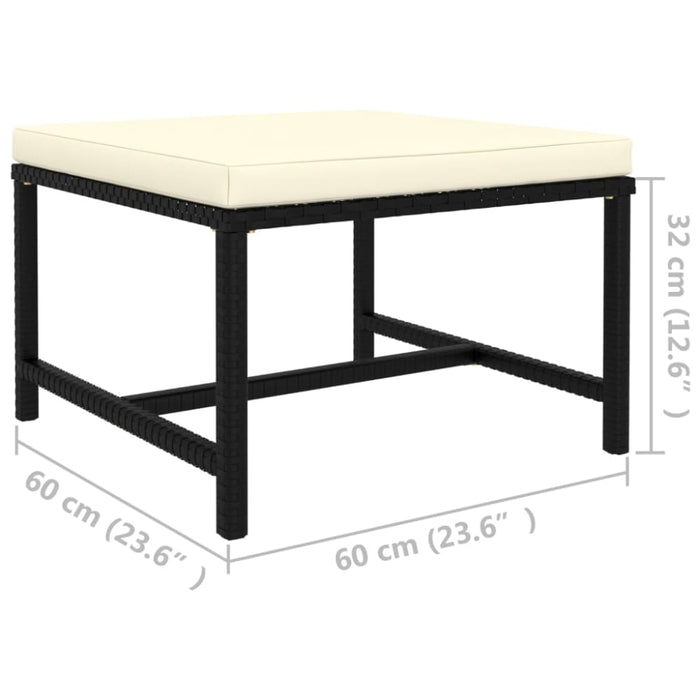 Sectional Footrest With Cushion Black Poly Rattan Totpbk