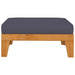 Sectional Footrest With Dark Grey Cushion Solid Acacia Wood