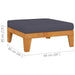 Sectional Footrest With Dark Grey Cushion Solid Acacia Wood