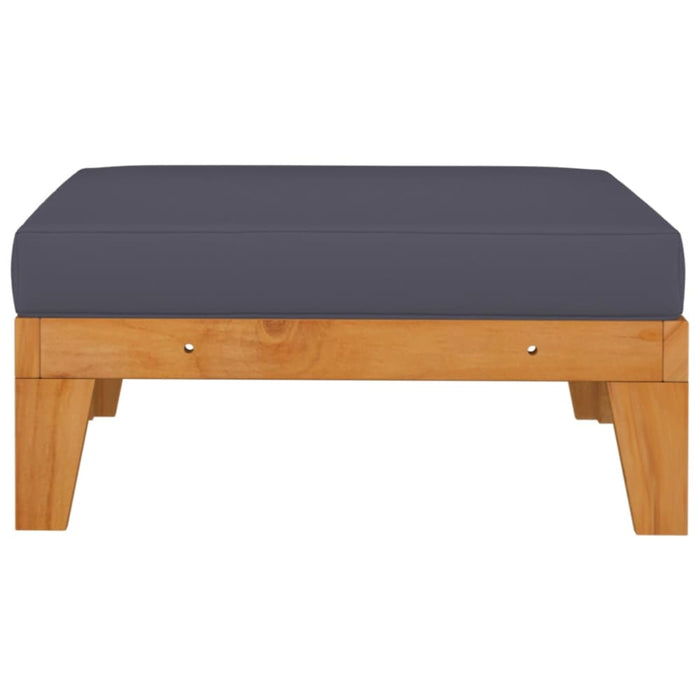 Sectional Footrest With Dark Grey Cushion Solid Acacia Wood