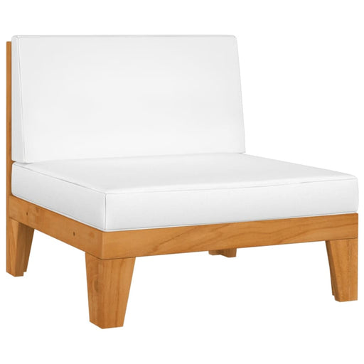 Sectional Middle Sofa & Cream White Cushions Solid Acacia