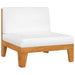 Sectional Middle Sofa & Cream White Cushions Solid Acacia