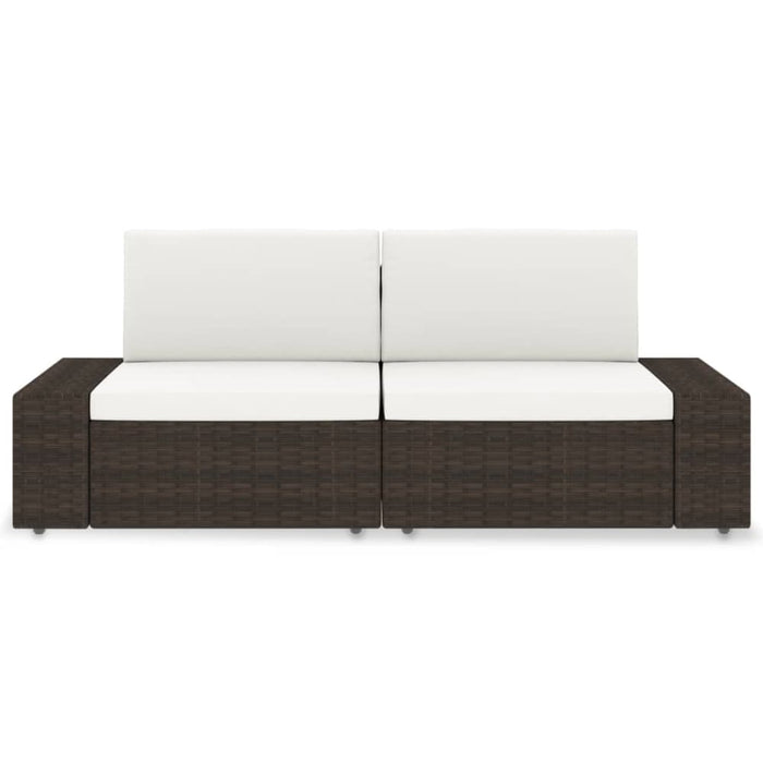 Sectional Sofa 2-seater Poly Rattan Brown Akpop