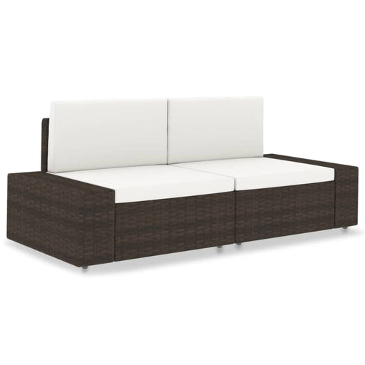 Sectional Sofa 2-seater Poly Rattan Brown Akpop