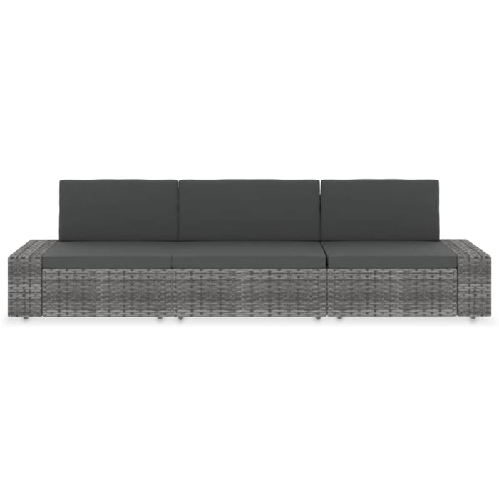 Sectional Sofa 3-seater Poly Rattan Grey Akpxl