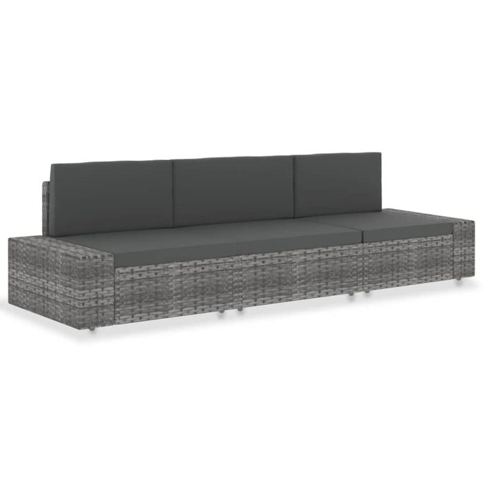 Sectional Sofa 3-seater Poly Rattan Grey Akpxl