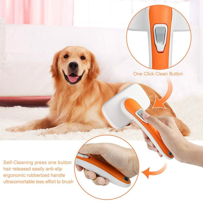 Self-cleaning Anti-slip Handle Dog Grooming Brush Massages