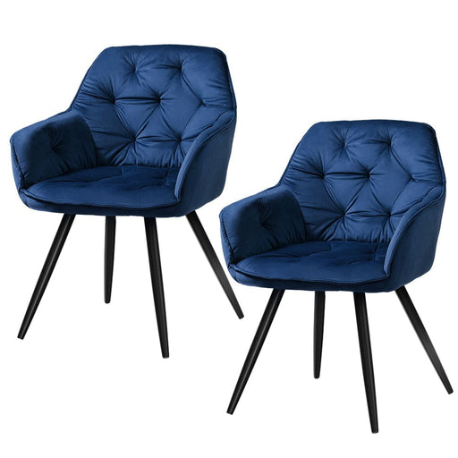 Set of 2 Calivia Dining Chairs Kitchen Upholstered Velvet