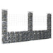 U-shape Gabion Basket With 3 Posts Iron 260x20x150 Cm Opoxnt