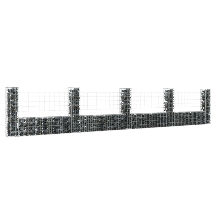 U-shape Gabion Basket With 5 Posts Iron 500x20x100 Cm Opoxin