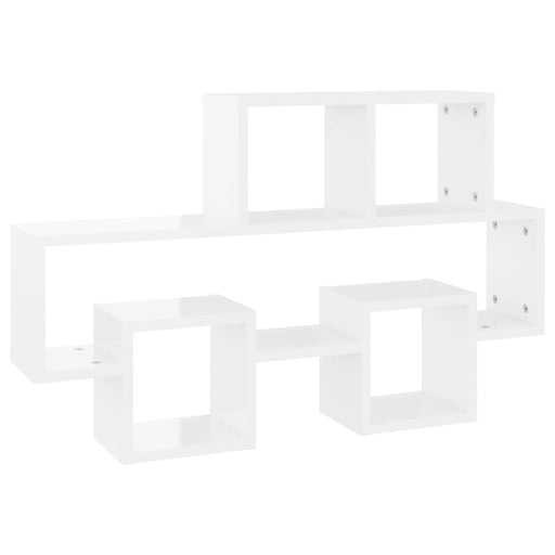 Car-shaped Wall Shelf Glossy Look White Chipboard Nbixpl