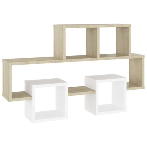 Car-shaped Wall Shelf White & Sonoma Oak Chipboard Nbixpp