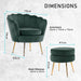 Shell Scallop Green Armchair Accent Chair Velvet + Round