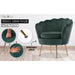 Shell Scallop Green Armchair Lounge Chair Accent Velvet