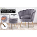 Shell Scallop Grey Armchair Accent Chair Velvet + Round