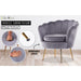 Shell Scallop Grey Armchair Lounge Chair Accent Velvet